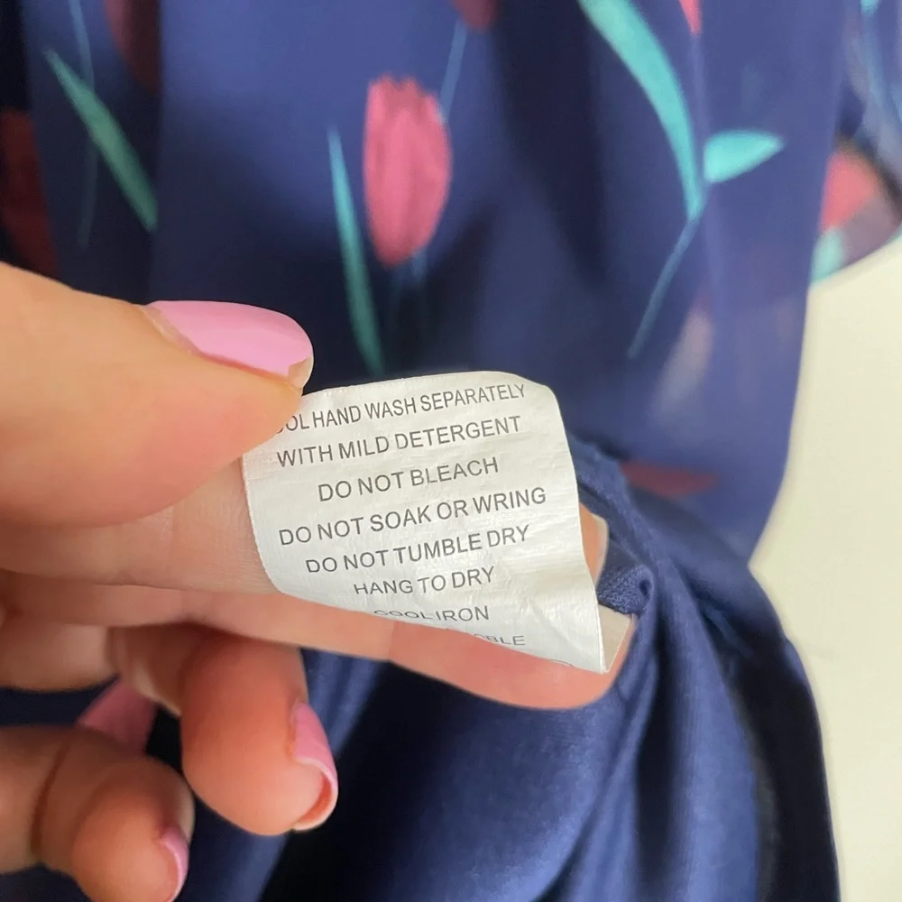 Liza Luxe Floral V-Neck A-Line Mini‎ Dress - L - Picture 8 of 9